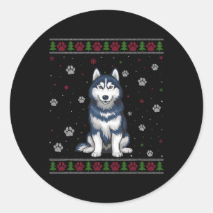 Siberian Husky Weihnachtskraut Xmas Haustier D Runder Aufkleber