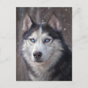 Siberian Husky Weihnachtskunst Feiertagspostkarte