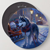 Siberian Husky Weihnachtssaison Button (Vorne & Hinten)