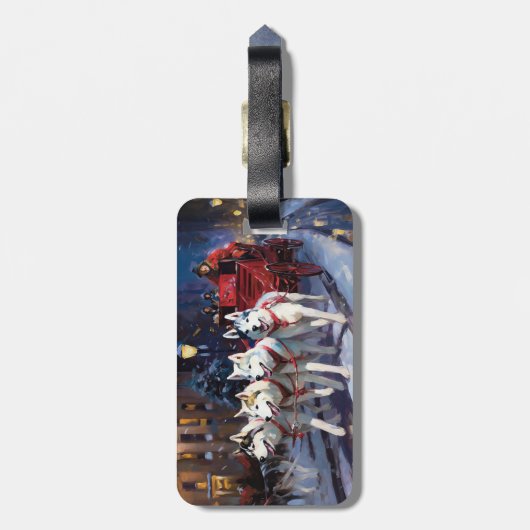 Siberian Husky Weihnachtssaison Gepäckanhänger (Rückseite vertikal)