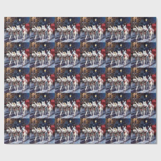 Siberian Husky Weihnachtssaison Geschenkpapier (Flach)