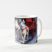Siberian Husky Weihnachtssaison Kaffeetasse (VorderseiteRechts)