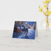 Siberian Husky Weihnachtssaison Karte (Gelbe Blume)