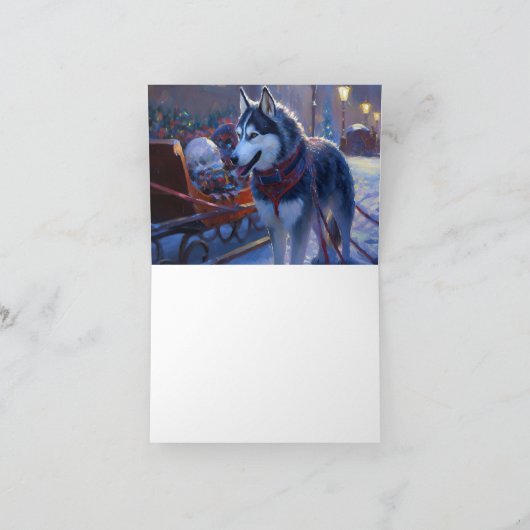 Siberian Husky Weihnachtssaison Karte (Innenseite)