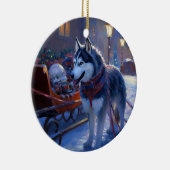 Siberian Husky Weihnachtssaison Keramik Ornament (Rechts)