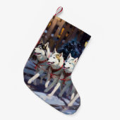 Siberian Husky Weihnachtssaison Kleiner Weihnachtsstrumpf (Vorderansicht (hängend))