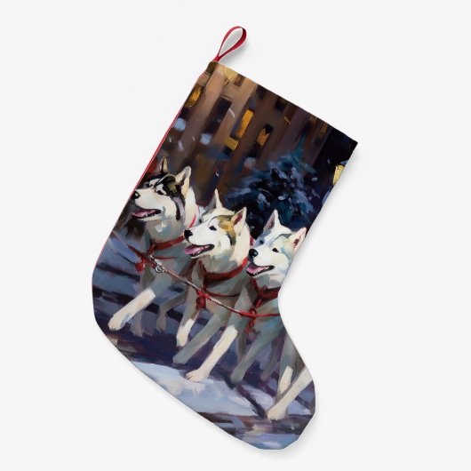 Siberian Husky Weihnachtssaison Kleiner Weihnachtsstrumpf (Vorderansicht (hängend))