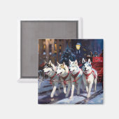 Siberian Husky Weihnachtssaison Magnet (Vorderseite/Rückseite)