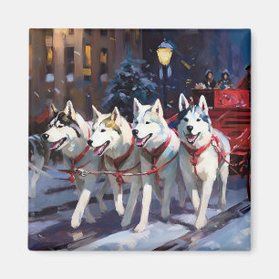 Siberian Husky Weihnachtssaison Magnet