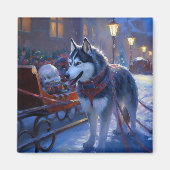 Siberian Husky Weihnachtssaison Magnet (Vorne)