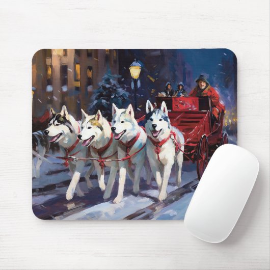 Siberian Husky Weihnachtssaison Mousepad (Mit Mouse)