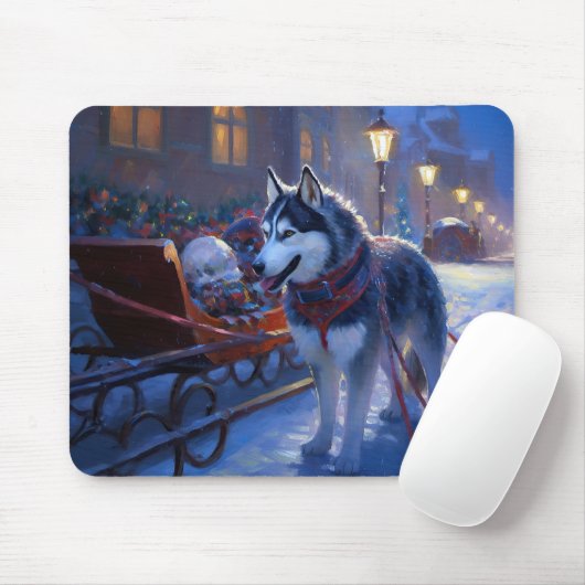 Siberian Husky Weihnachtssaison Mousepad (Mit Mouse)