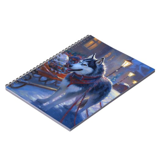 Siberian Husky Weihnachtssaison Notizblock (Linke Seite)
