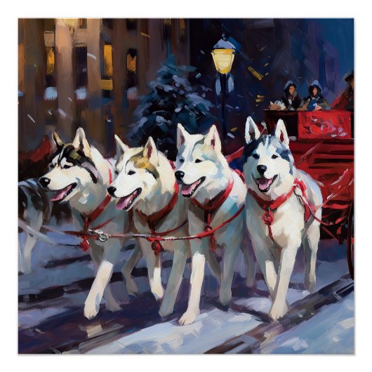 Siberian Husky Weihnachtssaison Poster (Vorderseite)