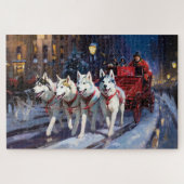 Siberian Husky Weihnachtssaison Puzzle (Horizontal)