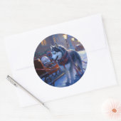 Siberian Husky Weihnachtssaison Runder Aufkleber (Umschlag)