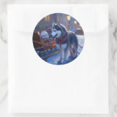 Siberian Husky Weihnachtssaison Runder Aufkleber (Tasche)