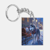 Siberian Husky Weihnachtssaison Schlüsselanhänger (Vorderseite links)