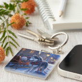 Siberian Husky Weihnachtssaison Schlüsselanhänger (Vorderseite rechts)