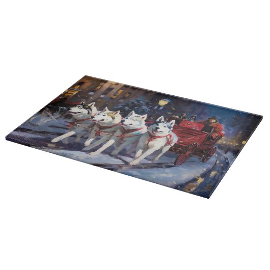 Siberian Husky Weihnachtssaison Schneidebrett (Ecke)