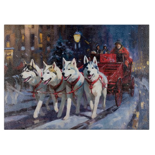 Siberian Husky Weihnachtssaison Schneidebrett (Vorderseite)