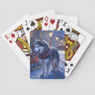 Siberian Husky Weihnachtssaison Spielkarten