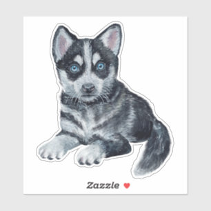 Siberian Husky Welppy Cartoon Dockkleber Aufkleber