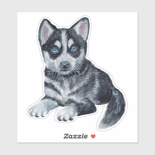 Siberian Husky Welppy Cartoon Dockkleber Aufkleber (Blatt)