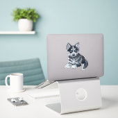 Siberian Husky Welppy Cartoon Dockkleber Aufkleber (Laptop auf Schreibtisch)