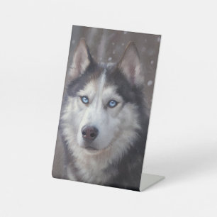 Siberian Husky Winter Sockelschild