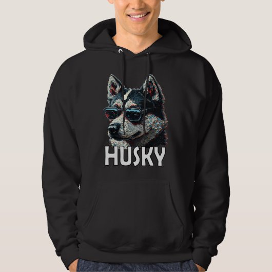 Siberian husky with sunglasses and a  saying  1 hoodie (Vorderseite)