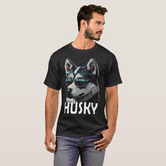 Siberian husky with sunglasses and a saying 1 T-Shirt (Vorne ganz)