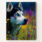 Siberian Husky with wildflowers Notizblock (Rückseite)