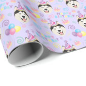 Siberian Husky Wrapping Paper in Purple Geschenkpapier (Rolleneckpunkt)