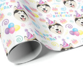 Siberian Husky Wrapping Paper in White Geschenkpapier (Rolleneckpunkt)