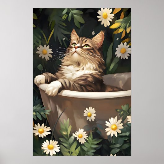 Siberian In Bathtub Poster, Funny Cat Poster (Vorne)