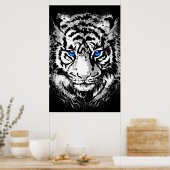 Siberian White Tiger Head - Tiger Poster Blue Eyes (Küche)