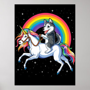 Siberische Husky Unicorn Girls Weltraumgalaxie Poster