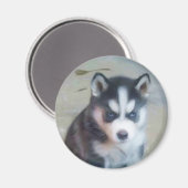 Siberische Husky-Welpenkunst Magnet (Vorderseite/Rückseite)