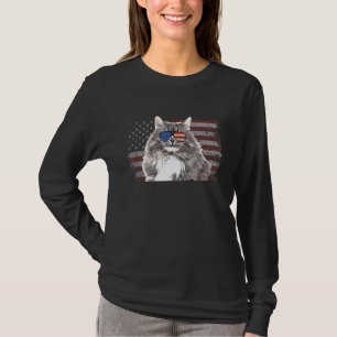 Siberische Katze 4. Juli Retro US amerikanische Fl T-Shirt