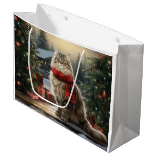 Siberische Katze im Schnee Weihnachten Große Geschenktüte