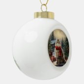 Siberische Katze im Schnee Weihnachten Keramik Kugel-Ornament (Links)