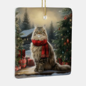 Siberische Katze im Schnee Weihnachten Keramikornament (Rechts)