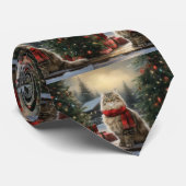 Siberische Katze im Schnee Weihnachten Krawatte (Gerollt)