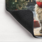 Siberische Katze im Schnee Weihnachten Mousepad (Ecke)