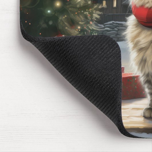 Siberische Katze im Schnee Weihnachten Mousepad (Ecke)