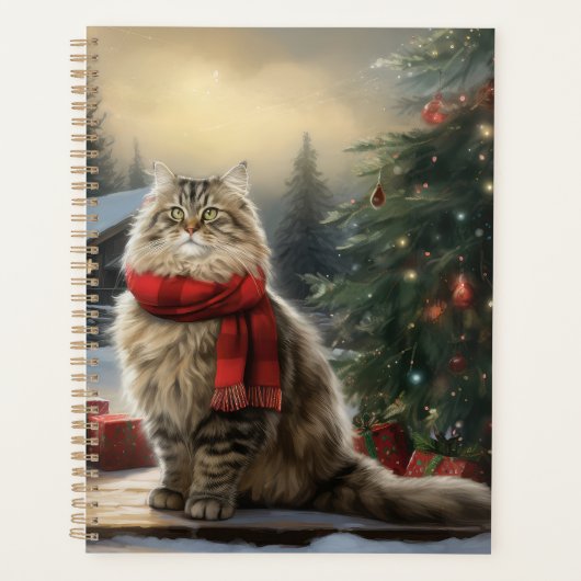 Siberische Katze im Schnee Weihnachten Planer (Vorderseite)