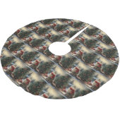 Siberische Katze im Schnee Weihnachten Polyester Weihnachtsbaumdecke (Schrägansicht)