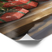 Siberische Katze im Schnee Weihnachten Poster (Ecke)