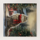 Siberische Katze im Schnee Weihnachten Puzzle (Horizontal)